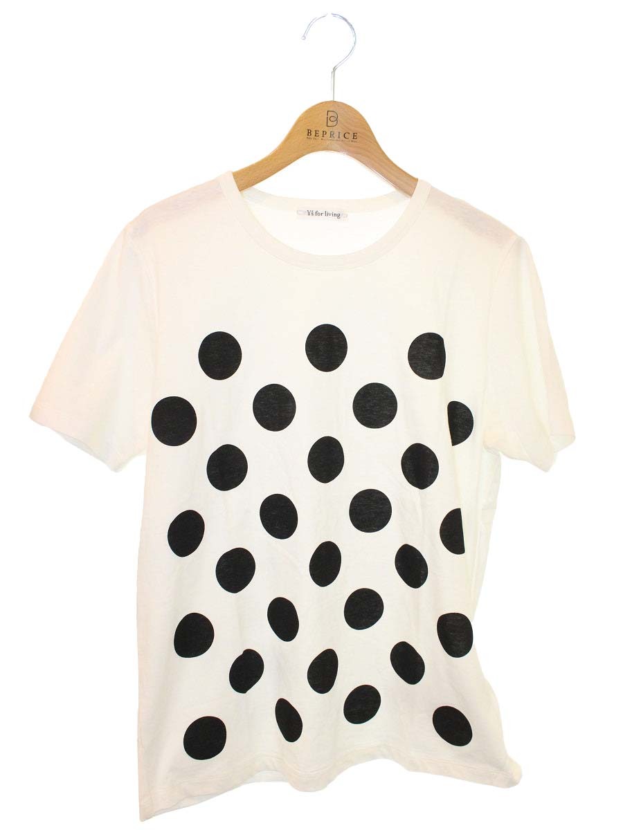 ワイズフォーリビング  Tシャツ  ホワイト ドット コットン100％ ITRYNV4K3M9Y