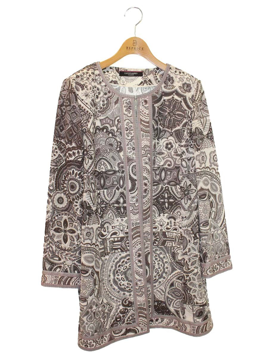レオナールファッション 0331321 ロングジャケット 42 グレー ノーカラー IT0U5KTDYZS4
