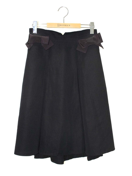 エムズグレイシー 917352 スカート 38 ブラック リボン フレア ITD35C06V36M