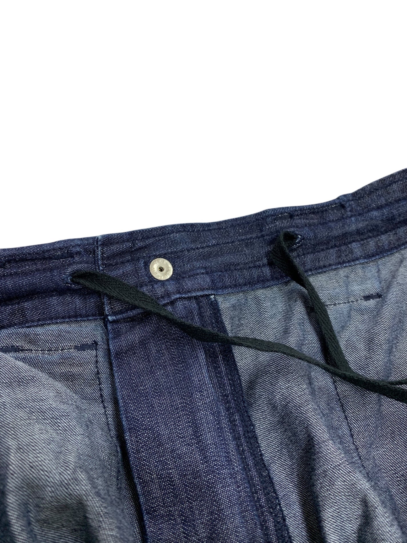 ヨウジヤマモト 6oz TWILL DENIM B POCKET DETAIL PANTS FP-P66-005 デニムパンツ 1 ブルー 裾ダメージ加工 ドローコード ITDJ8UEWR87G 【SALE】