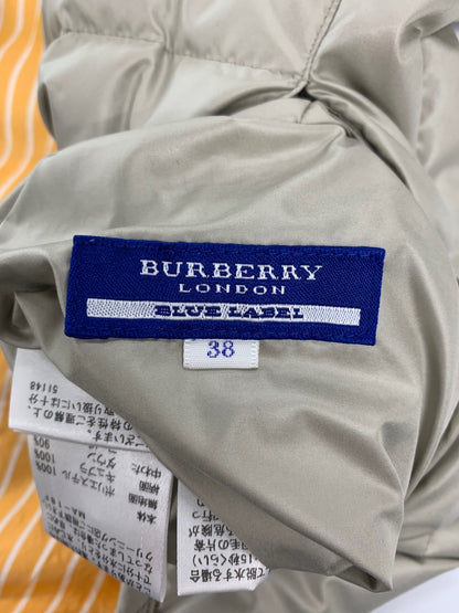 バーバリーブルーレーベル ダウンジャケット 38 グレー リバーシブル ストライプ フード付き ITTZ4U8MBIJA