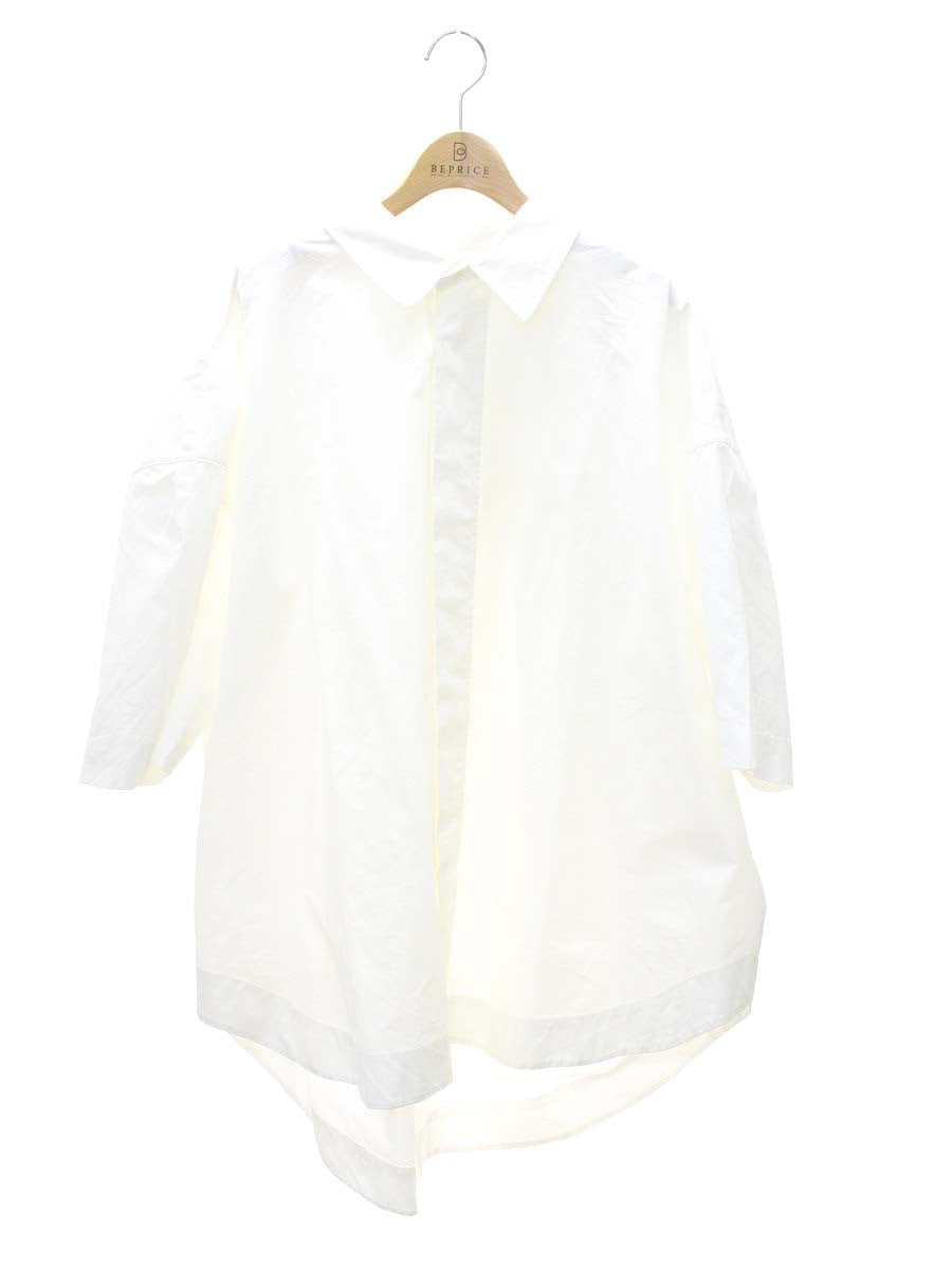 ユノイア back pleats shirts M ホワイト ハーフスリーブ オーバーサイズ IT6PC2D9T0B4 【SALE】