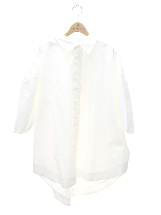 ユノイア back pleats shirts M ホワイト ハーフスリーブ オーバーサイズ IT6PC2D9T0B4