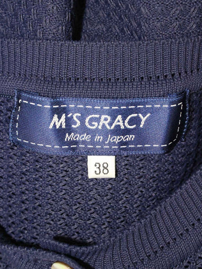 エムズグレイシー Mesh Cardigan 918345 カーディガン 38 ネイビー メッシュ IT3UUCPSWFJG