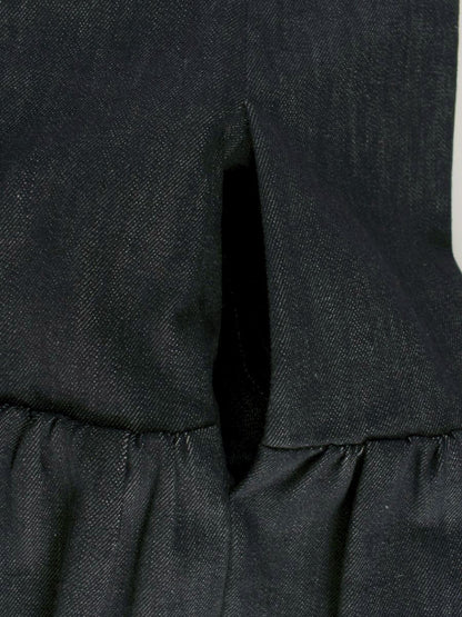 フォクシーニューヨーク 39368 ワンピース 40 ネイビー デニム フリル Vネック ITMQE44DRYMU