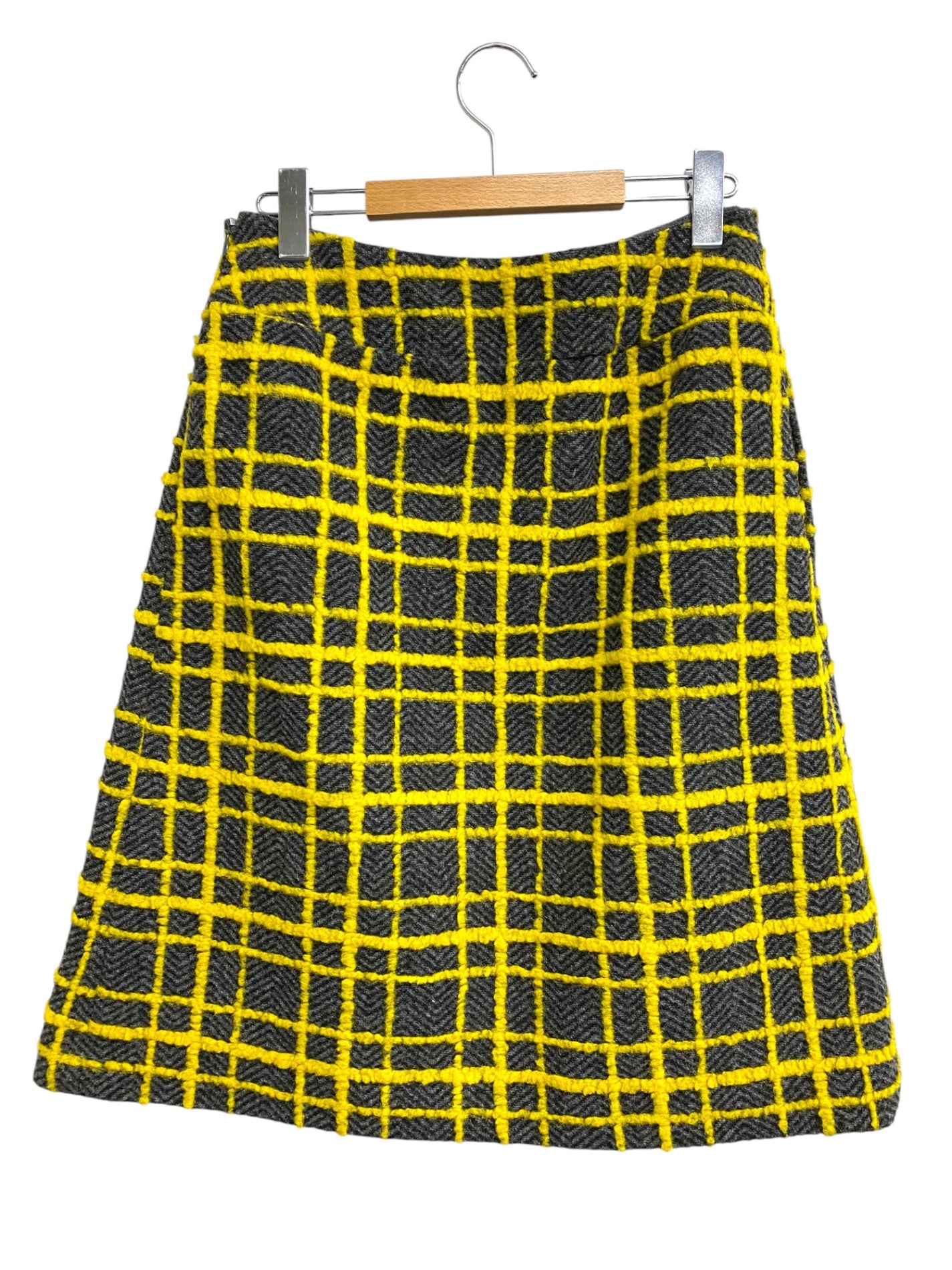 エムズグレイシー Check Skirt 917560 スカート 40 イエロー チェック ラップ IT7WD6UCMMZQ