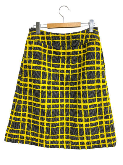エムズグレイシー Check Skirt 917560 スカート 40 イエロー チェック ラップ IT7WD6UCMMZQ