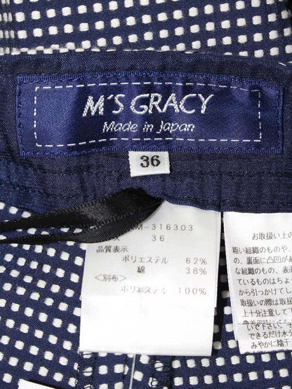 エムズグレイシー 316303 テーパードパンツ 36 ネイビー 裾リボン ITZQ0UUUH50K