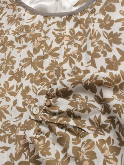 自由区 スノーフラワープリント ワンピース OPWMGS0004 40 ブラウン ITP13VZMNA66