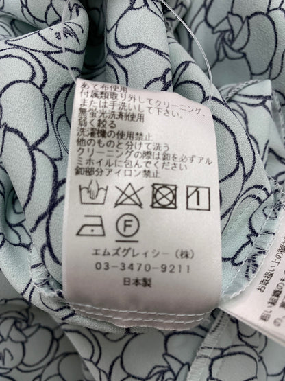 エムズグレイシー 410108 ブラウス 40 ブルー フラワーモチーフ ITAJAHPPFF6S