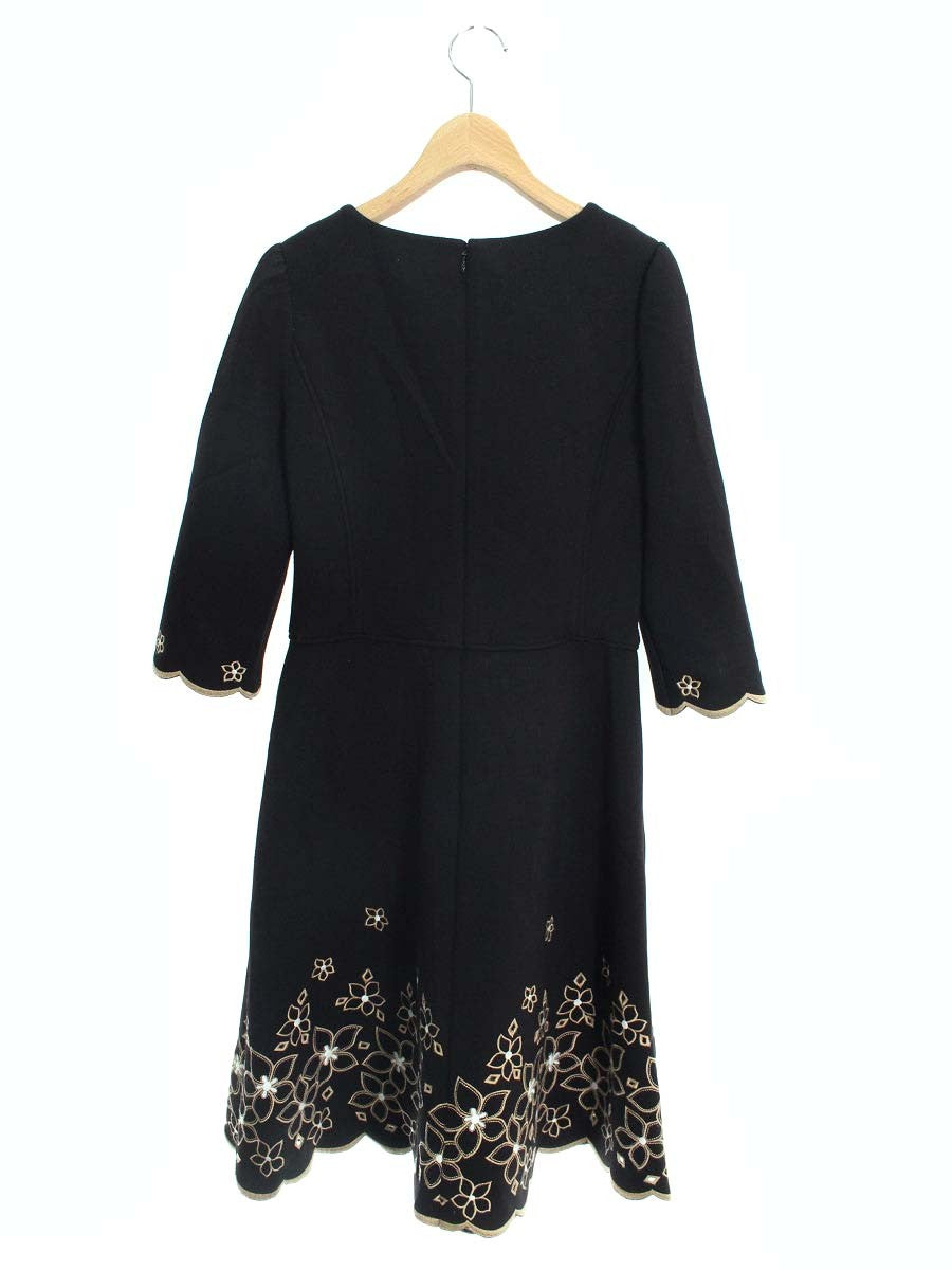 エムズグレイシー 011113 ワンピース 36 ブラック カットワーク ボンディング ITIGXEVZ0EMO