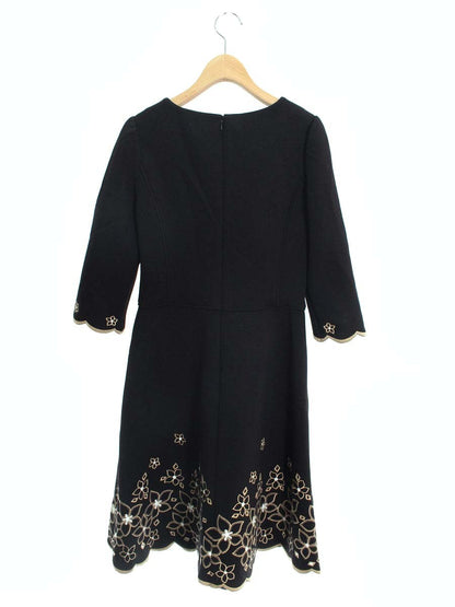 エムズグレイシー 011113 ワンピース 36 ブラック カットワーク ボンディング ITIGXEVZ0EMO