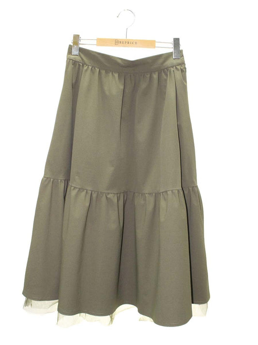 エムズグレイシー 117502 スカート 40 カーキグリーン レディライクティアードスカート ITMQT3JWFMO4