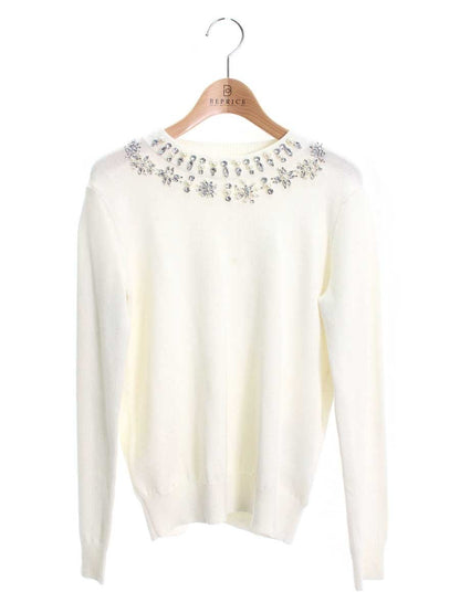 チェスティ 12W118 ニットセーター F アイボリー フェイクパール ラインストーン ITJN8ZDDFWUO