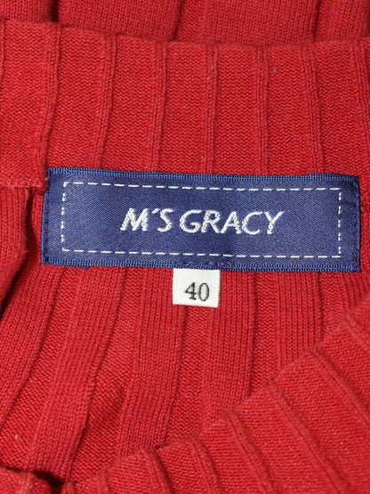 エムズグレイシー 018343 ニット 40 レッド ウエストリボン IT5YELGQY49C