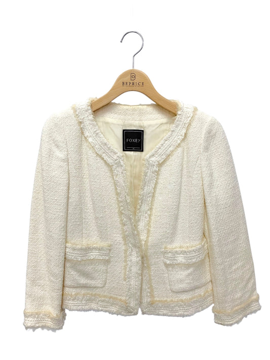 フォクシーブティック 25057 ジャケット 38 アイボリー ノーカラー ITVWOS9E1Y68