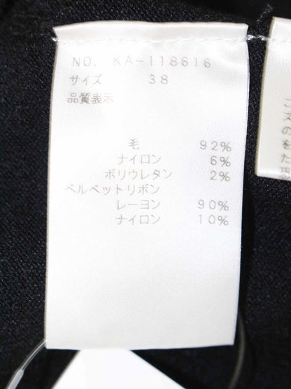 エムズグレイシー  ベルベットリボン付き半そでニット 118616 38 ブラック ITLQ9ENUPGLM
