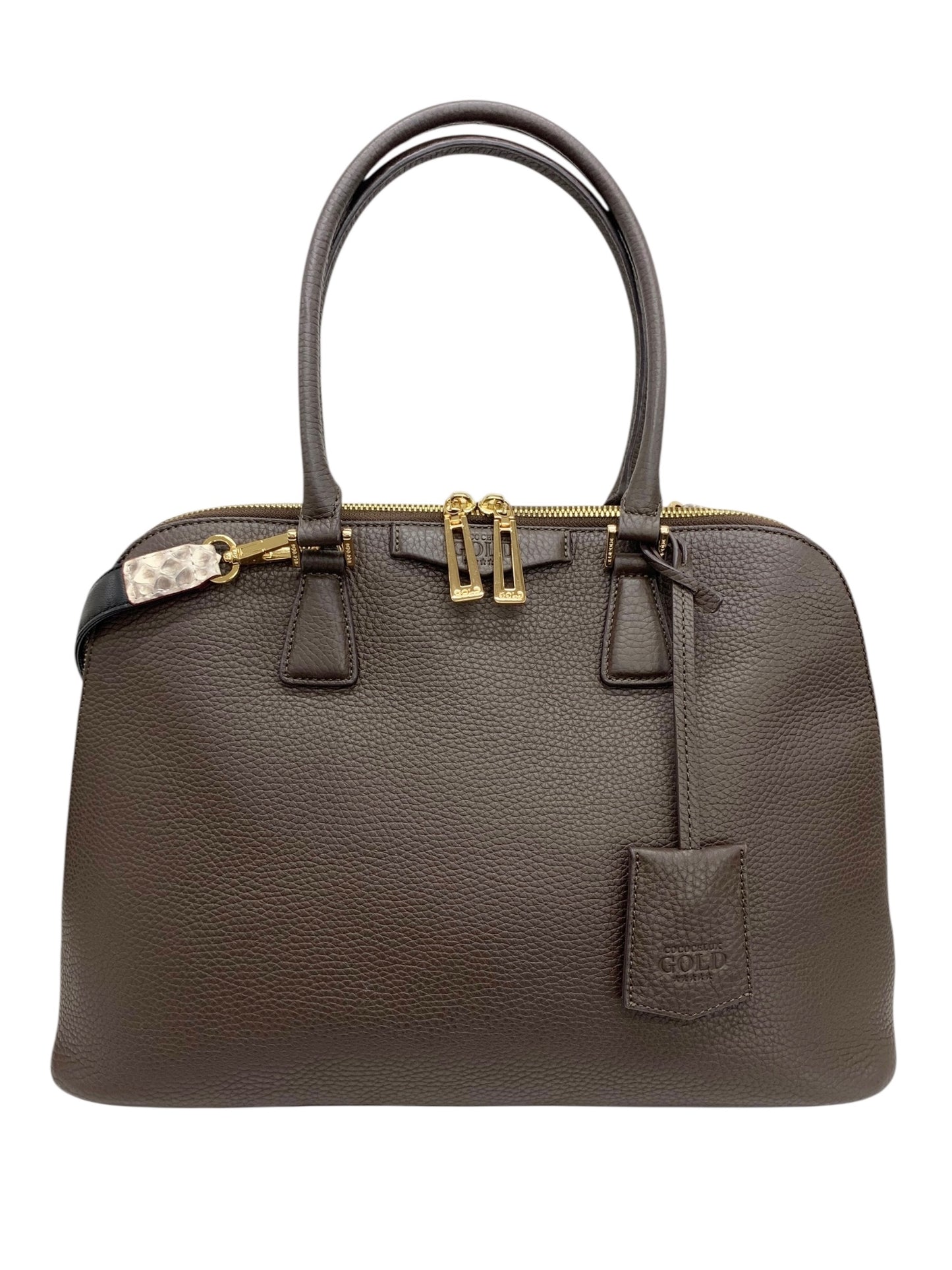 ココセリュックスゴールド ハンドバッグ ブラウン レザー 2WAY ITV08IOYHX06