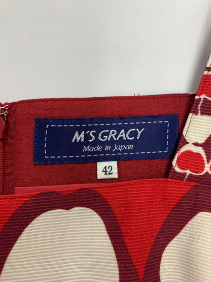 エムズグレイシー 011348 ワンピース 42 レッド リンゴモチーフ ITAEGSCBTW9S