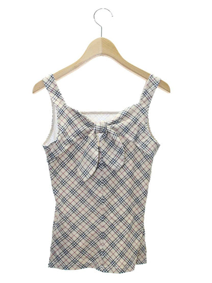 バーバリーブルーレーベル FA534-171 カットソー 38 ベージュ  ノバチェック ロゴ刺繍 リボン ITFV7XF5WJYX