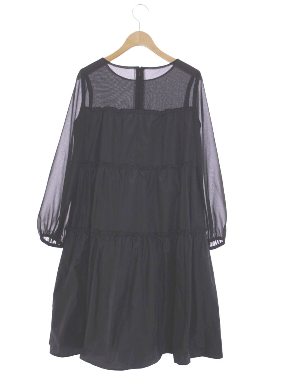 エムズグレイシー 011109 ワンピース 36 ブラック ティアード フレア ITABCBVI6TB8