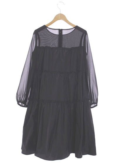 エムズグレイシー 011109 ワンピース 36 ブラック ティアード フレア ITABCBVI6TB8