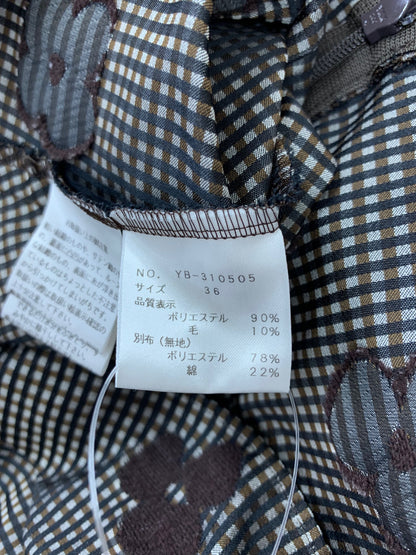 エムズグレイシー 310505 ブラウス 36 ブラウン ギンガムチェック お花モチーフ IT5P35NRYBDM