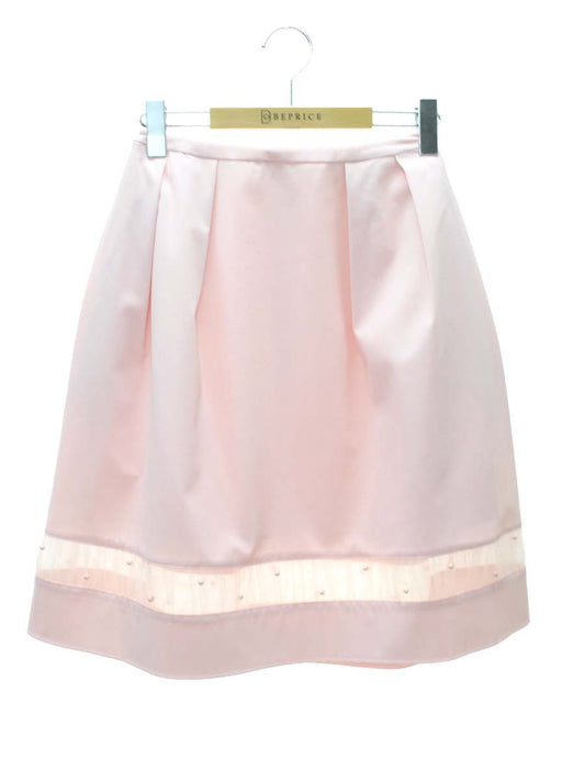 ルネ basic 5424040 スカート 34 ピンク タック フレア レース ビジュー ITJ8BLKASXEN