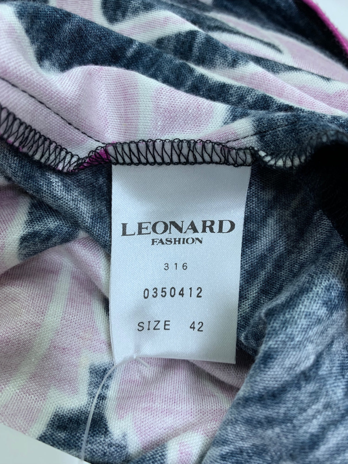 LEONARD FASHION レオナール ワンピース 0350412 花柄 フラワープリント シルク混 長袖 ブラック ピンク 42 ITMGYA6RY4V8