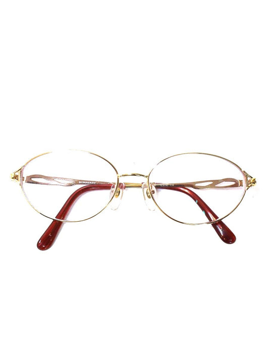 バーバリー Ti-P 478 メガネ ゴールド/ボルドーレッド メタルフレーム ウェリントン ITHE7OUGDXFI