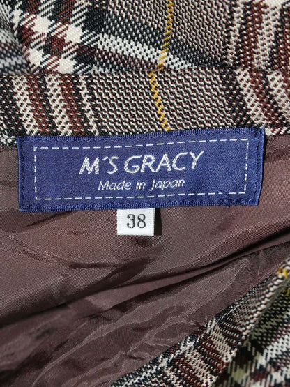 エムズグレイシー 817545 スカート 38 ブラウン チェック柄 ITS6IGXE1G0G