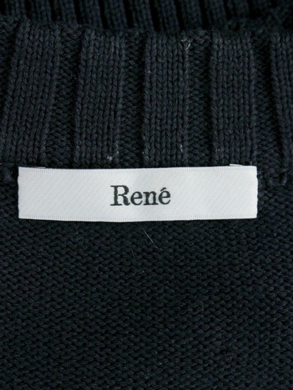 ルネ 6212430 ニット 34 ネイビー パール リボン ITF0DTGJF8RU