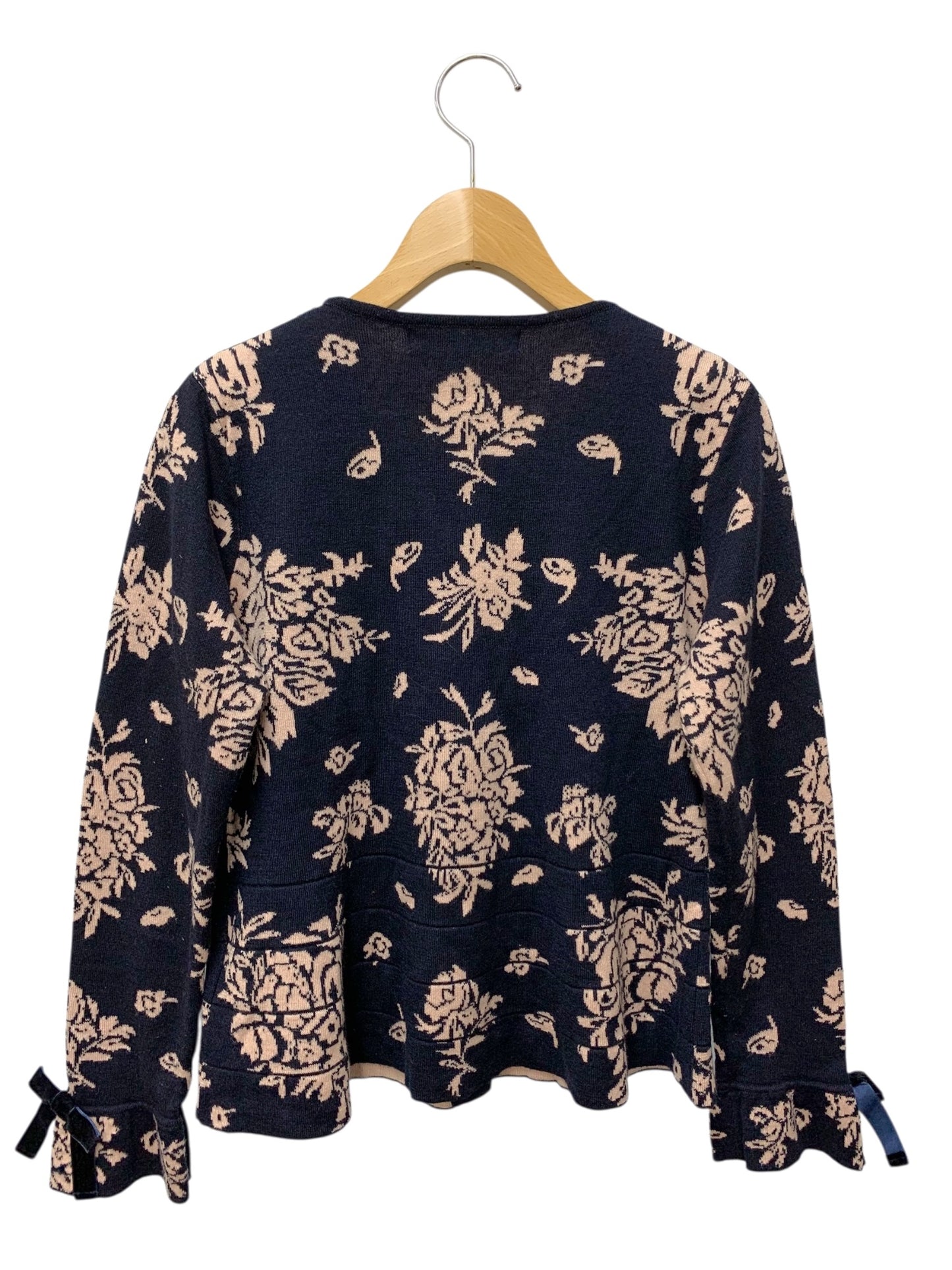スーパービューティー カーディガン 40 ネイビー フラワーモチーフ ITTLH9MK1RLI