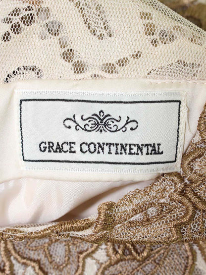 グレースコンチネンタル フラワーフレームタイトドレス 0122235217 36 ベージュ/ブラウン ITZ9VK1MPIF6