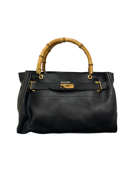 シータパランティカ ハンドバッグ ブラック レザー バンブー ターンロック 2way ITCUOYF5F5A4