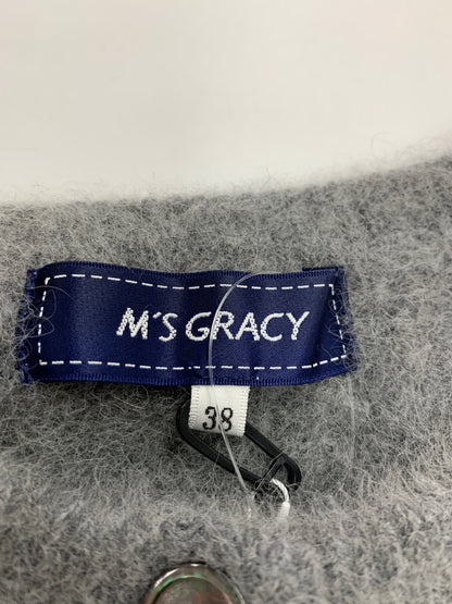 エムズグレイシー 518608 シンプルクルーネックニットカーディガン 38 グレー ITF5Z5A51L0G