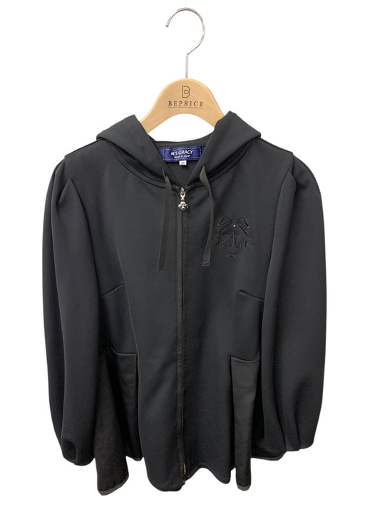 エムズグレイシー 315517 パーカー 38 ブラック フード 刺繍 ロゴ リボン IT0OBV1BR6PU