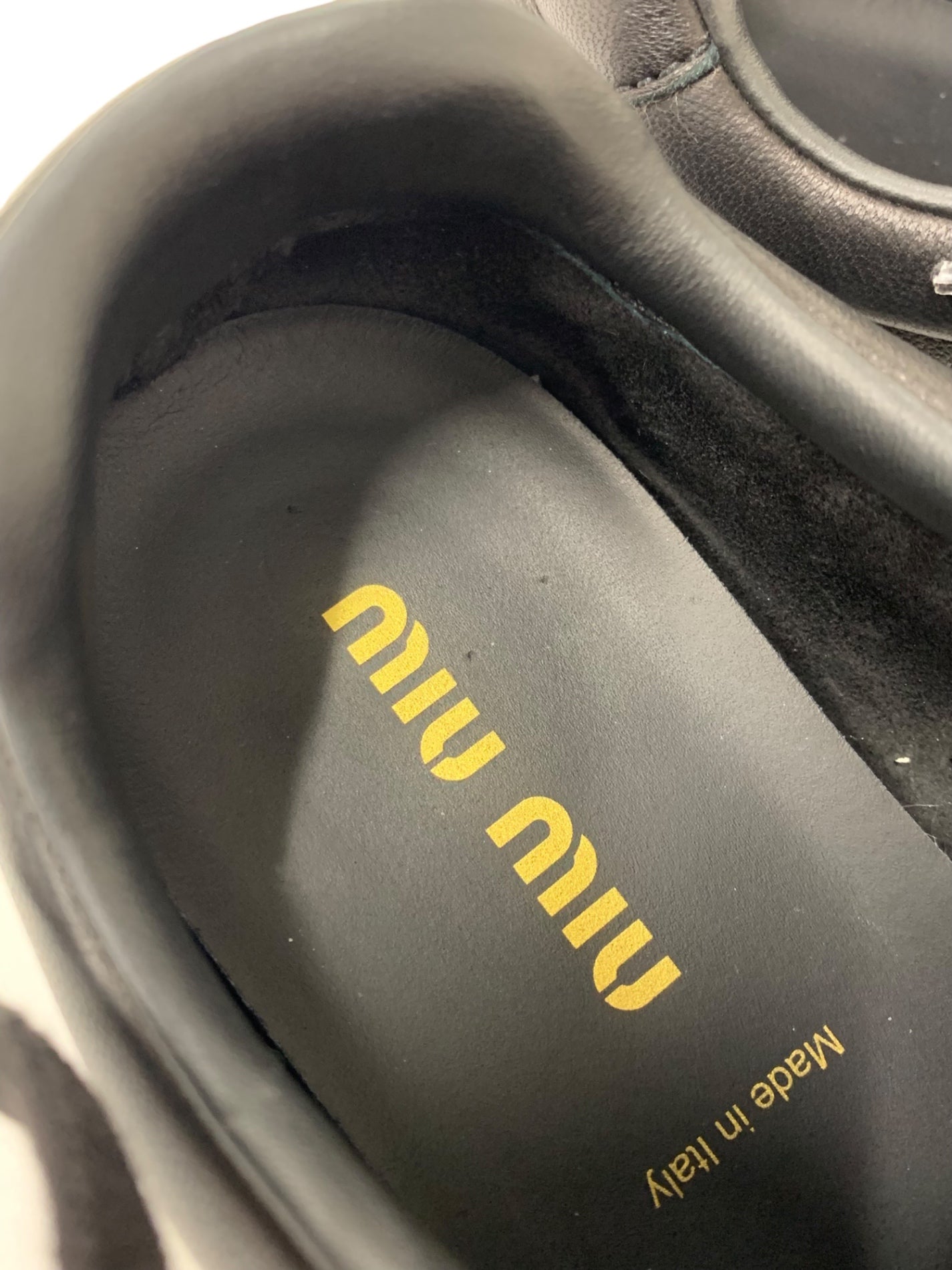 ミュウミュウ プリューム ナッパレザー スニーカー  5E114E_038_F0002_F_005 38.5 ブラック ITJ3OM64TLPK 【SALE】