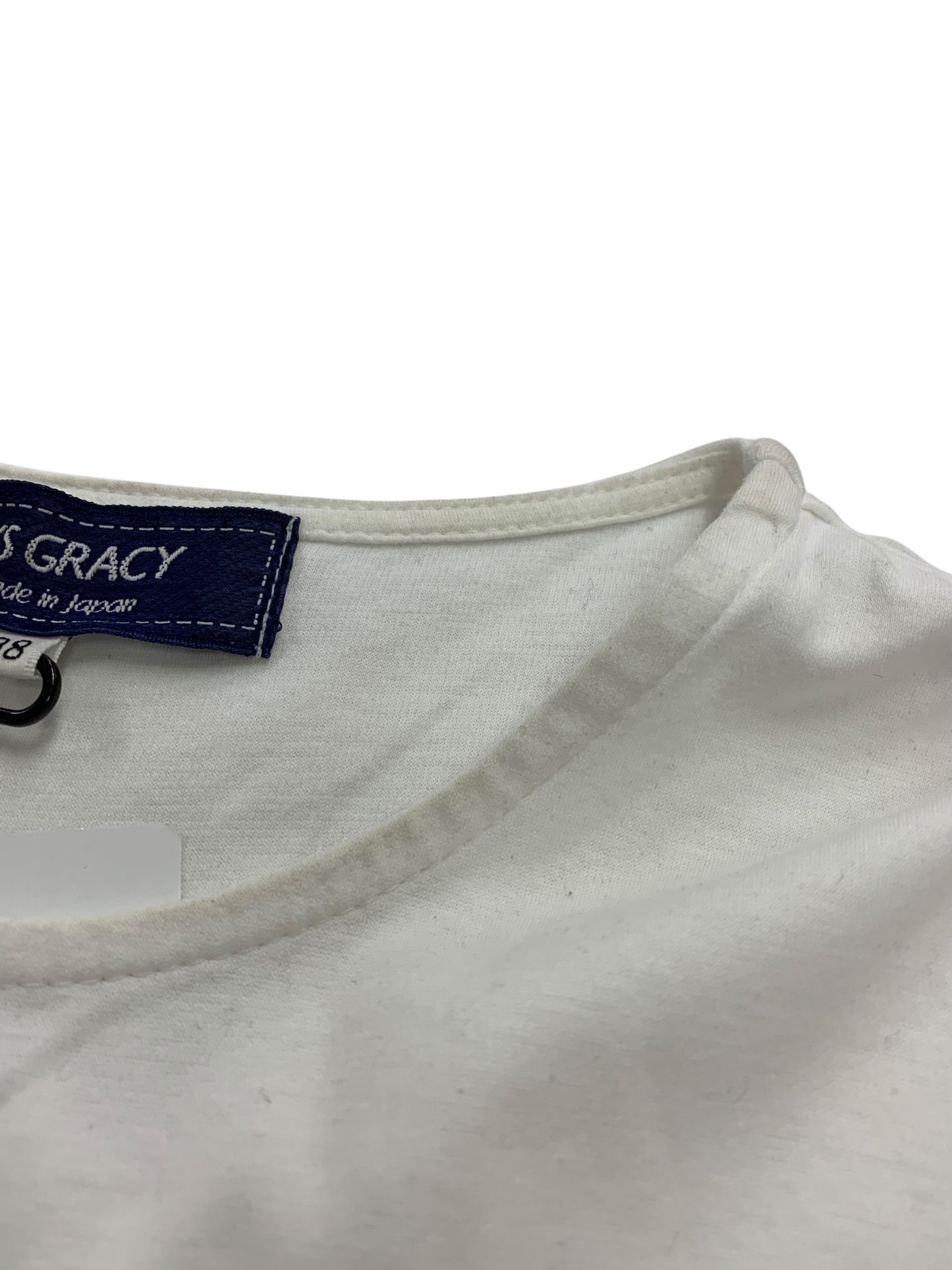 エムズグレイシー 515302 Tシャツ 38 ホワイト チュール使い プリント カットソー ITFVVFGCZTBK