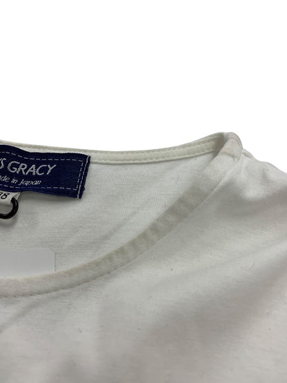 エムズグレイシー 515302 Tシャツ 38 ホワイト チュール使い プリント カットソー ITFVVFGCZTBK