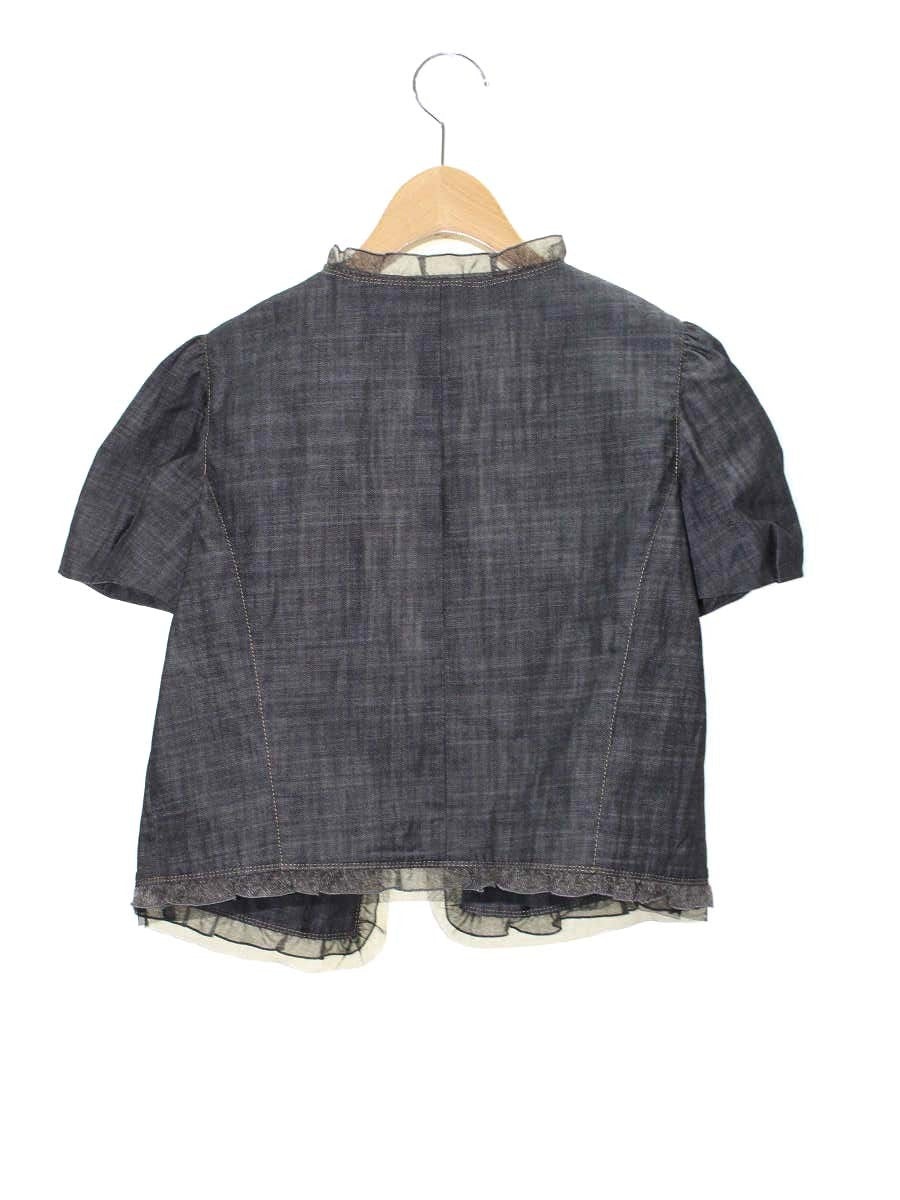 エムズグレイシー 024339 ジャケット 40 ブラック デニム フリル IT0ZNQFV6Y0S