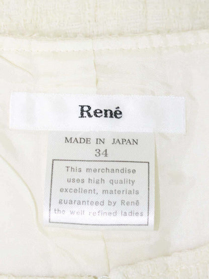 ルネ 6946620 ワンピース 34 アイボリー ツイード フリル ITJ8052D57KO