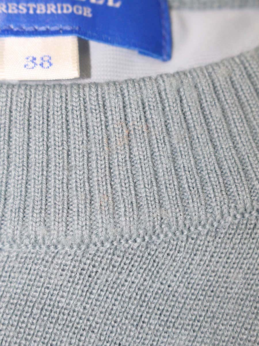 ブルーレーベルクレストブリッジ 55N04-638-23 ニット 38 ブルー クルーネック チェック切替 21AW ITHRC7PSTZT6