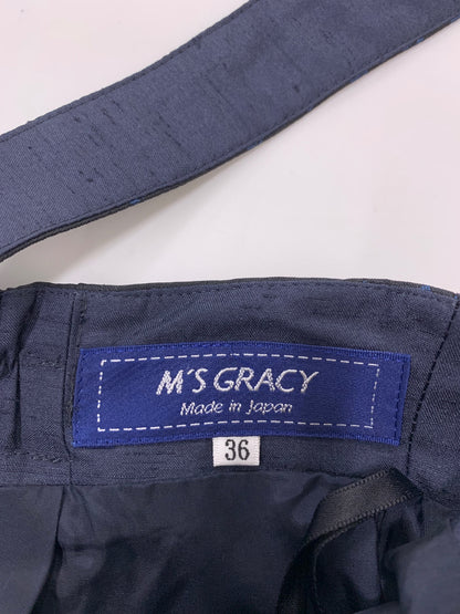 エムズグレイシー 017109 スカート 38 ブラック サスペンダースカート リボン ITZ0N1JDO6CY