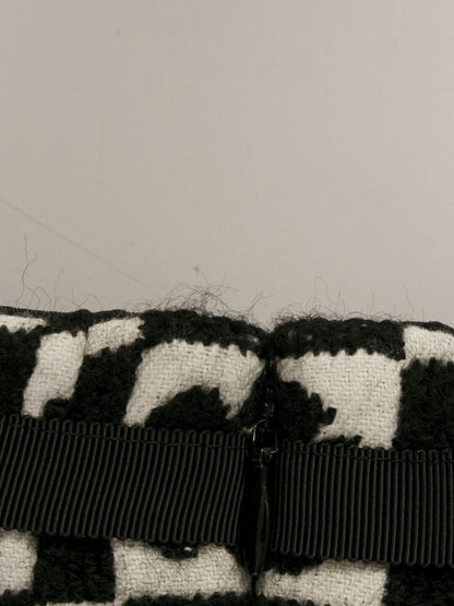 エムズグレイシー 017532 スカート 40 ブラック カメリアモチーフ チェック ニット ITFA37MJL051