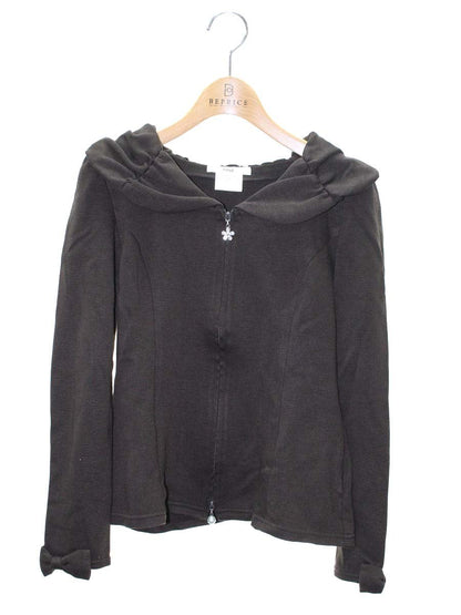 ルネ relax 6437070 カーディガン 36 ブラウン ダブルジップ パール フラワー リボン スウェット ITYIX9NZEAIS