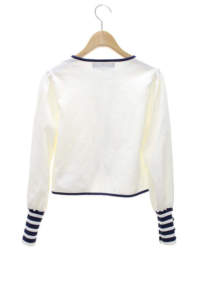 エムズグレイシー 018306 カーディガン 38 ホワイト ボーダー ITWIDKJDISNA