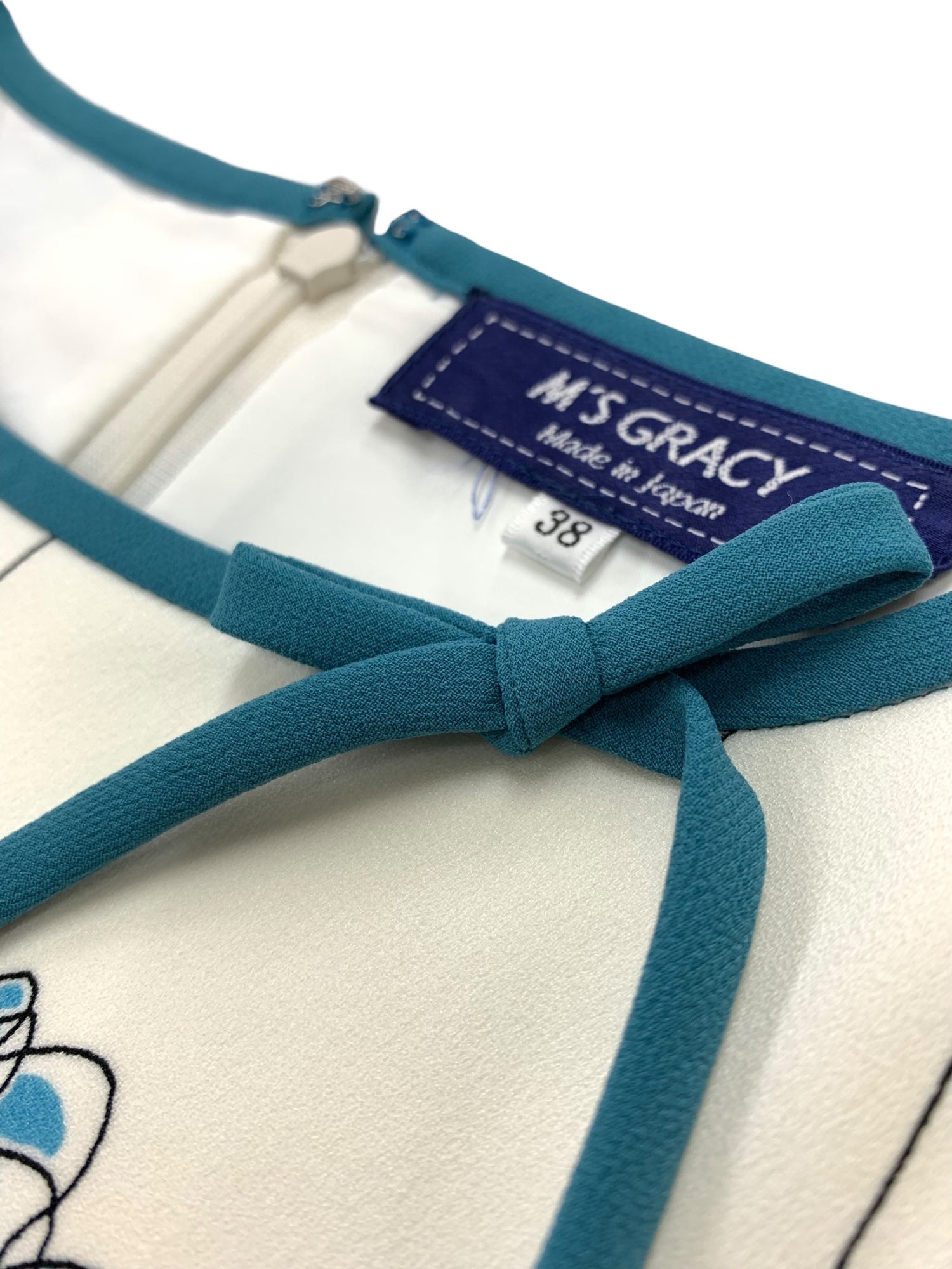 エムズグレイシー 211116 ワンピース 38 ホワイト チューリップ リボン