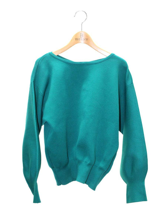 エムズグレイシー 018539 ニット セーター 40 グリーン バックリボン ボタン ITDOMIGS64MM