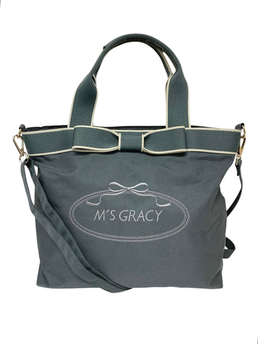 エムズグレイシー 394520 トートバッグ グレー リボン ロゴ刺繍 2way ITB0VEMHR9UG